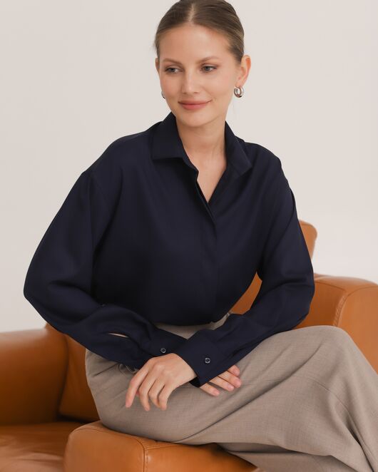 Рубашка из бамбука синяя - 8952 от byME 