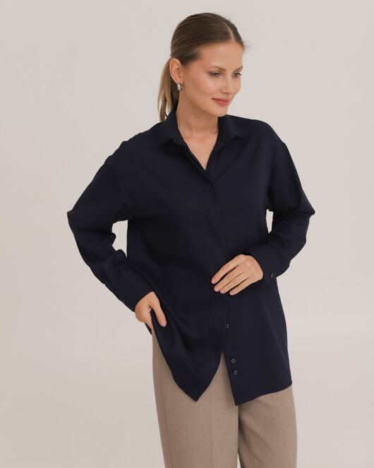 Рубашка из бамбука синяя - 8952 от byME 