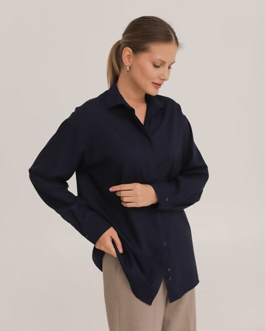 Рубашка из бамбука синяя - 8952 от byME 