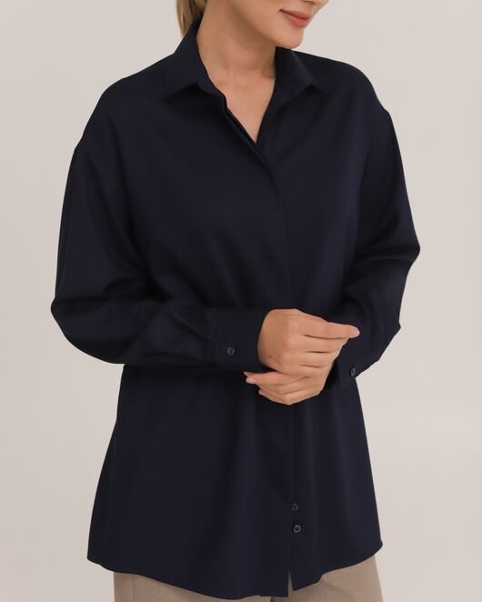 Рубашка из бамбука синяя - 8952 от byME 