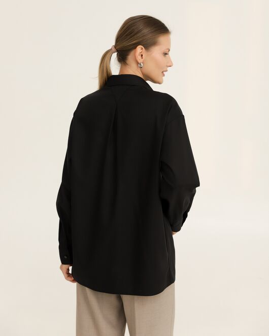 Рубашка хлопковая черная фактура елочка - 8954 от ByME 