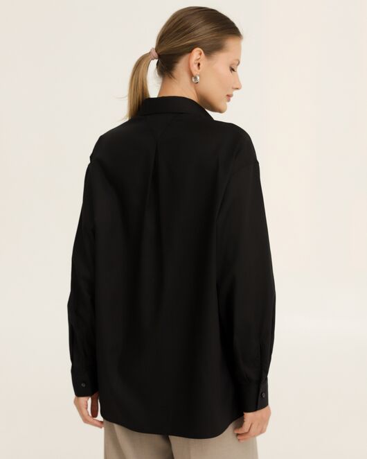 Рубашка хлопковая черная фактура елочка - 8954 от ByME 