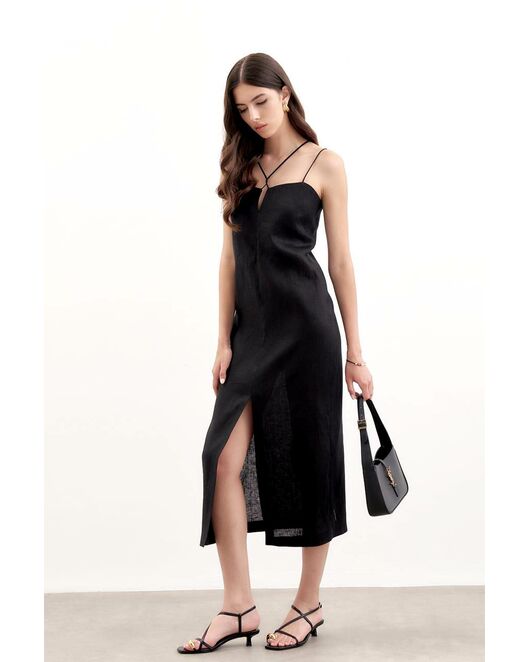 Льняное платье-сарафан черное от LW  Льняное платье-сарафан черное от LW