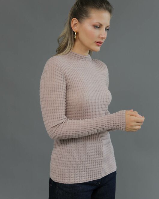 Джемпер из шерсти мериноса тонкой вязки бежевый от ByME 