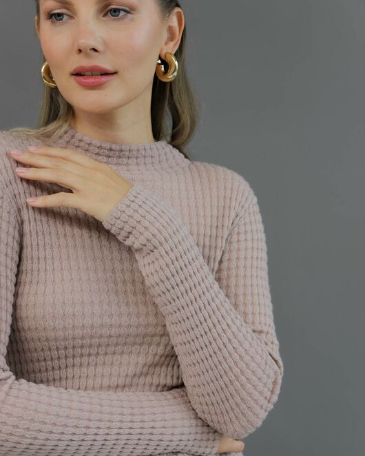 Джемпер из шерсти мериноса тонкой вязки бежевый от ByME 