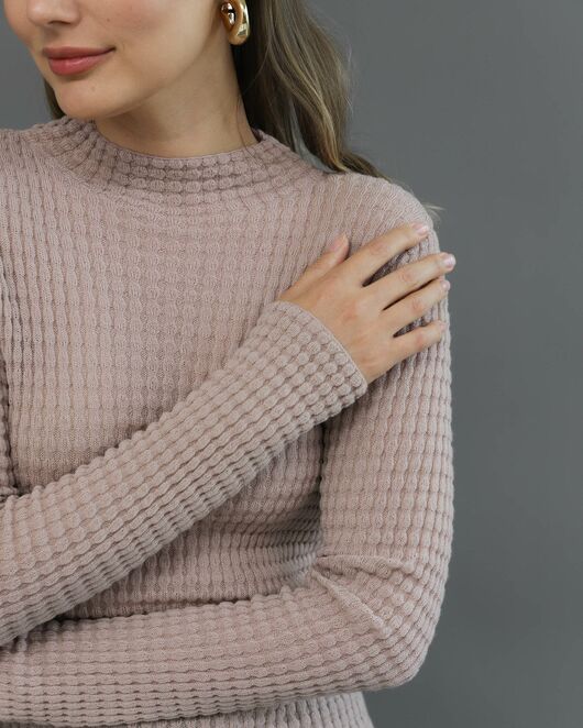 Джемпер из шерсти мериноса тонкой вязки бежевый от ByME 