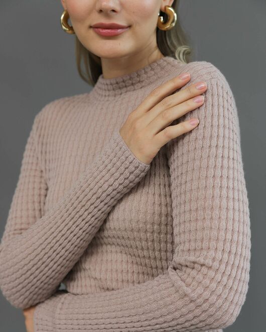 Джемпер из шерсти мериноса тонкой вязки бежевый от ByME 