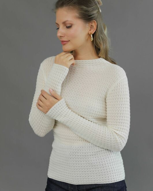 Джемпер из шерсти мериноса тонкой вязки молочный от byME 