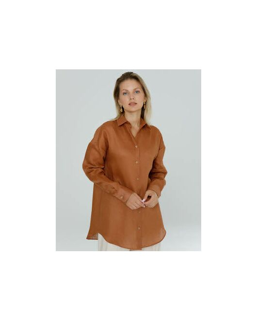 Женская рубашка изо льна коричневая - 8571 от byME 