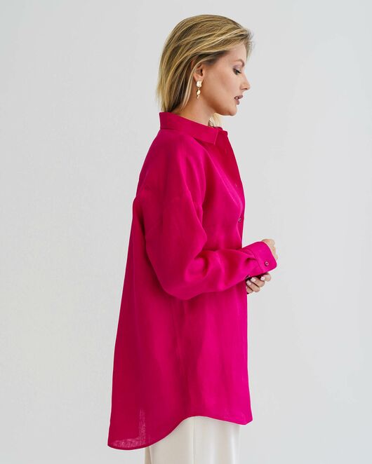 Женская рубашка льняная фуксия- 8569 от  