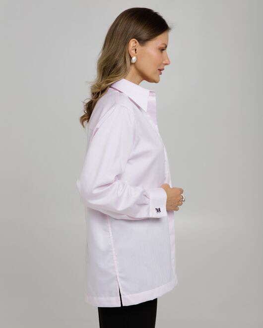 Женская рубашка из хлопка фиолетовая с универсалным манжетом-8764 от byME 