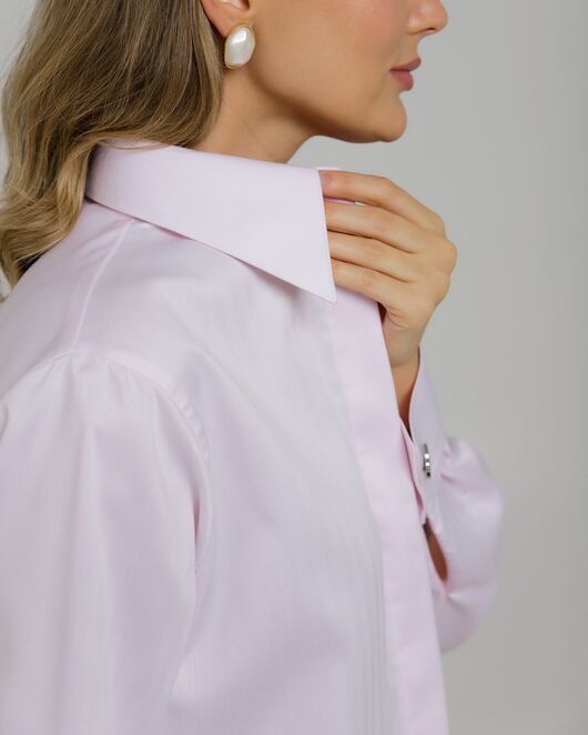 Женская рубашка из хлопка фиолетовая с универсалным манжетом-8764 от byME 