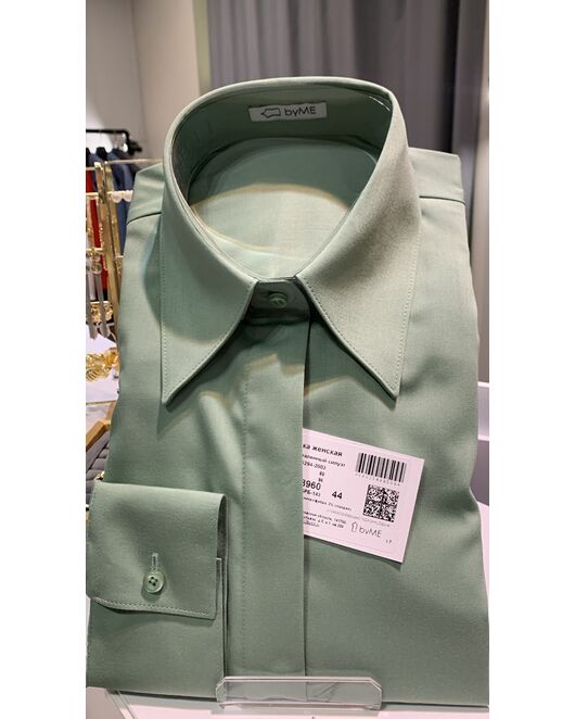 Рубашка из бамбука зеленая с универсальным манжетом - 8960 от byME 