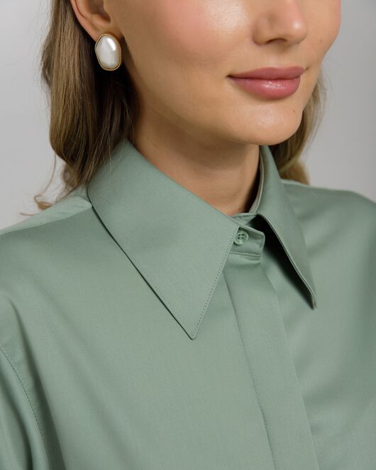 Рубашка из бамбука зеленая с универсальным манжетом - 8960 от byME 