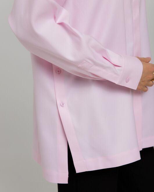 Рубашка хлопковая розовая фактура твилл с пуговицами по бокам - 8957 от ByME 