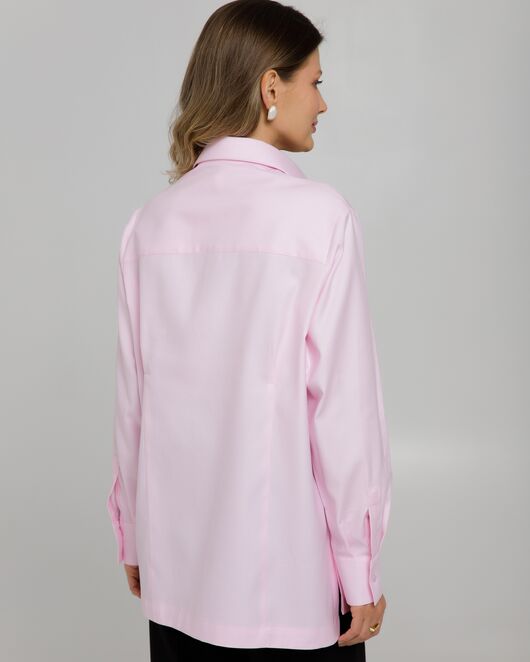 Рубашка хлопковая розовая фактура твилл с пуговицами по бокам - 8957 от ByME 
