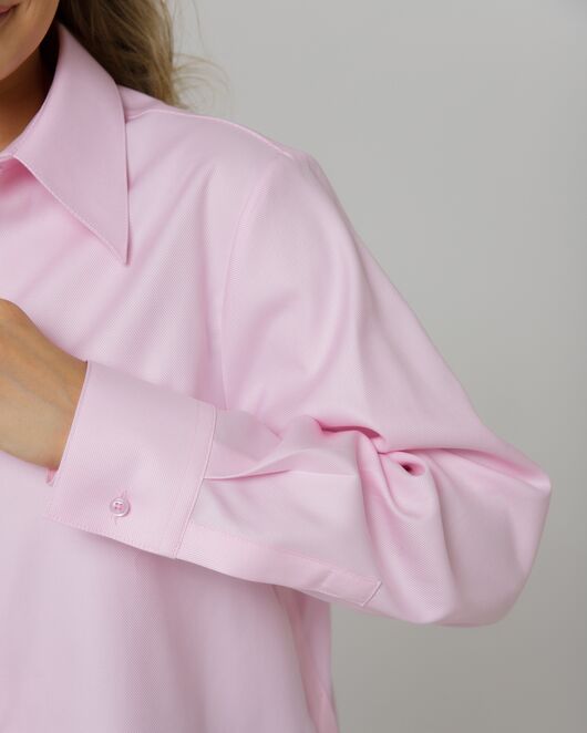 Рубашка хлопковая розовая фактура твилл с пуговицами по бокам - 8957 от ByME 