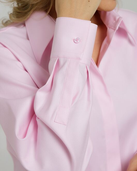 Рубашка хлопковая розовая фактура твилл с пуговицами по бокам - 8957 от ByME 