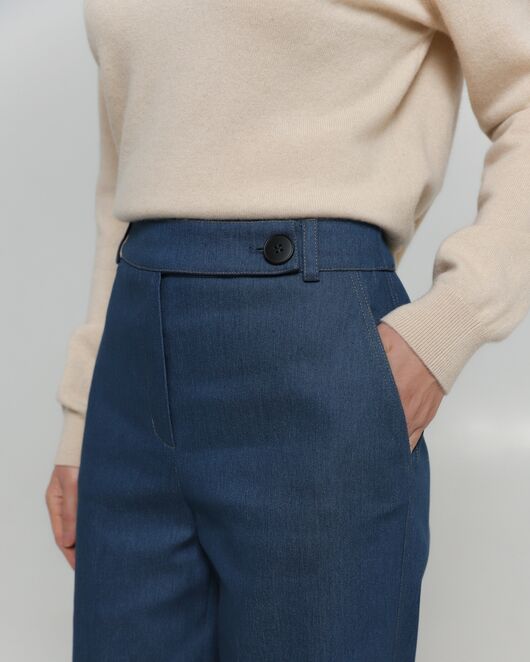 Женские брюки из ткани Деним синие-100001 от byME  Женские брюки из ткани Деним синие-100001 от byME