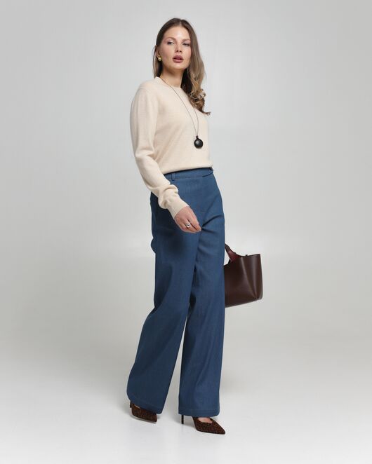 Женские брюки из ткани Деним синие-100001 от byME  Женские брюки из ткани Деним синие-100001 от byME