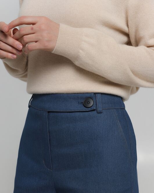 Женские брюки из ткани Деним синие-100001 от byME  Женские брюки из ткани Деним синие-100001 от byME