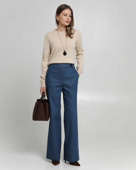 Женские брюки из ткани Деним синие-100001 от byME  Женские брюки из ткани Деним синие-100001 от byME