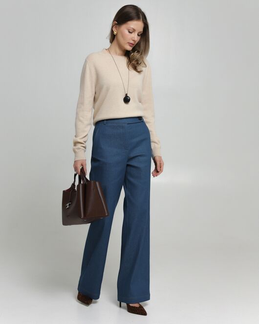 Женские брюки из ткани Деним синие-100001 от byME  Женские брюки из ткани Деним синие-100001 от byME