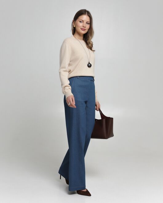 Женские брюки из ткани Деним синие-100001 от byME  Женские брюки из ткани Деним синие-100001 от byME