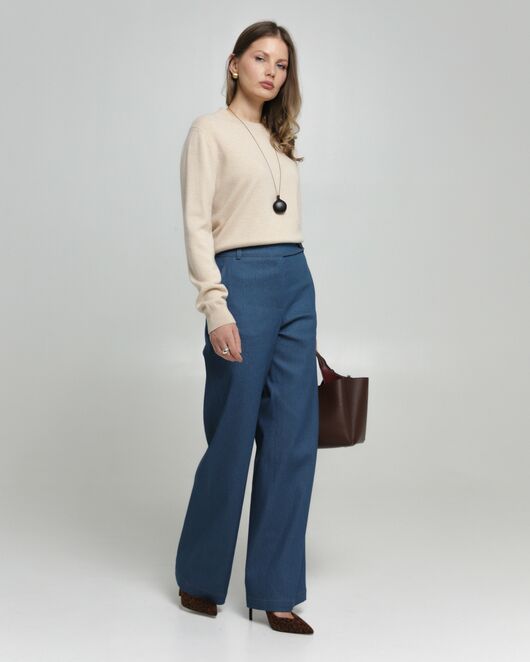 Женские брюки из ткани Деним синие-100001 от byME  Женские брюки из ткани Деним синие-100001 от byME