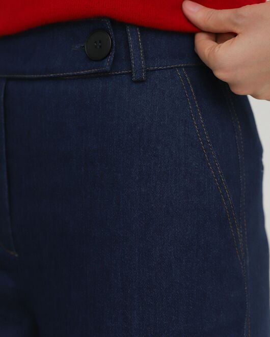 Женские брюки из ткани Деним темно-синие-100002 от ByME 