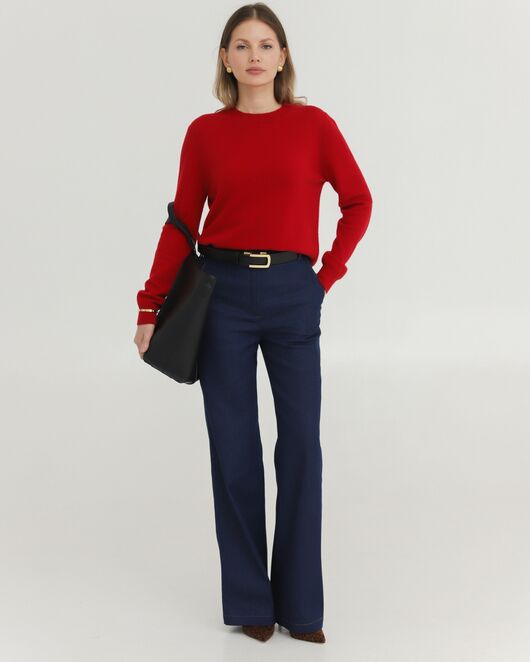 Женские брюки из ткани Деним темно-синие-100002 от ByME 