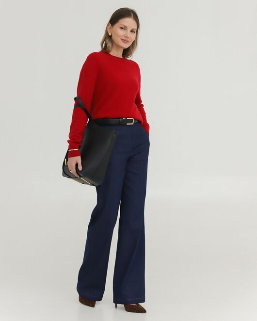 Женские брюки из ткани Деним темно-синие-100002 от ByME 