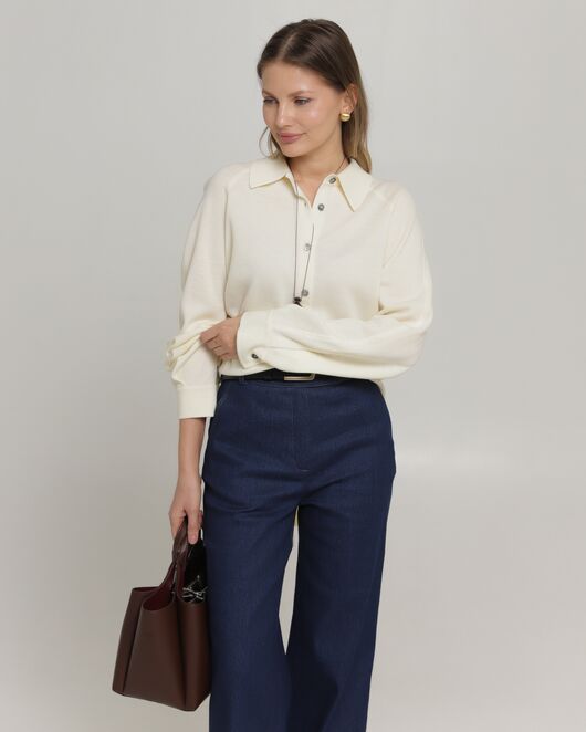 Женские брюки из ткани Деним темно-синие-100002 от ByME 