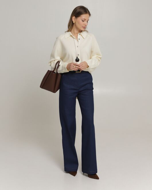 Женские брюки из ткани Деним темно-синие-100002 от ByME 