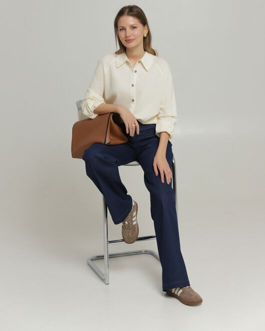 Женские брюки из ткани Деним темно-синие-100002 от ByME 