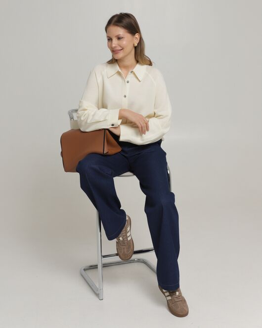 Женские брюки из ткани Деним темно-синие-100002 от ByME 