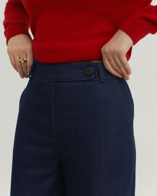 Женские брюки из ткани Деним темно-синие-100002 от ByME 