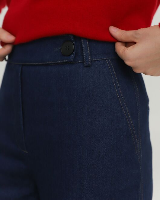 Женские брюки из ткани Деним темно-синие-100002 от ByME 