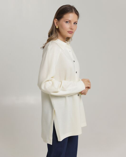 Рубашка из шерсти мериноса оверсайз белая от byME 