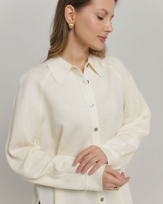 Рубашка из шерсти мериноса оверсайз белая от byME 