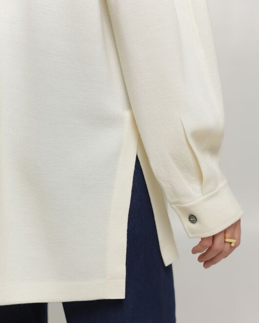 Рубашка из шерсти мериноса оверсайз белая от byME 