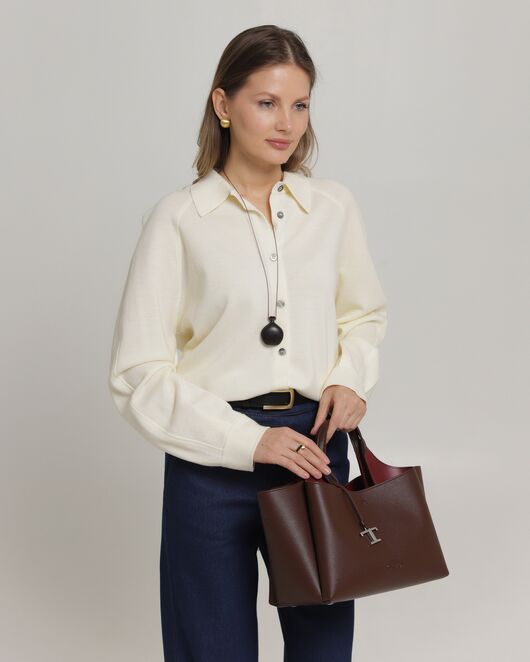 Рубашка из шерсти мериноса оверсайз белая от byME 