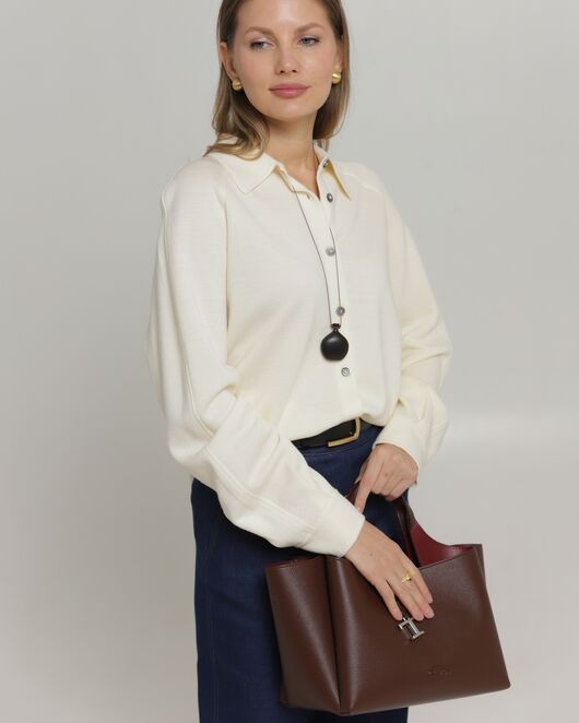 Рубашка из шерсти мериноса оверсайз белая от byME 