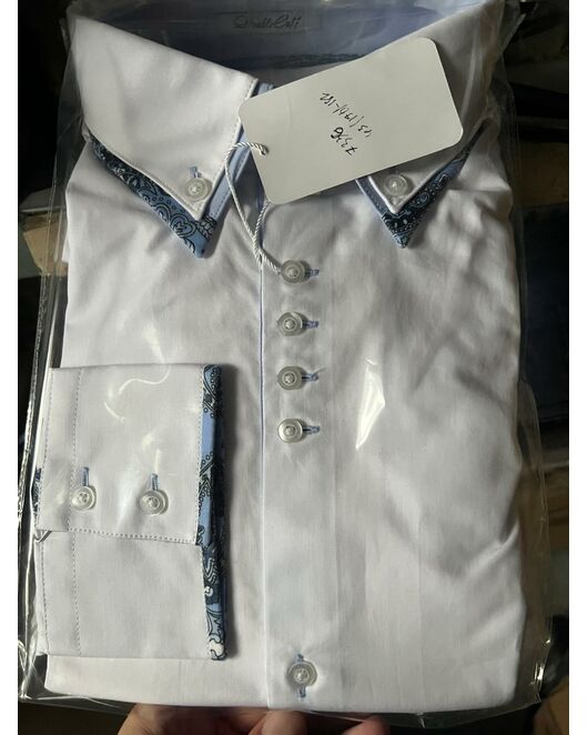 Мужская рубашка с двойным воротником белая - 7336 от DoubleCuff 