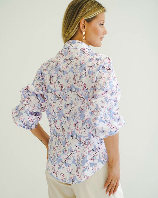 Женская рубашка из хлопка с рукавами фонариками - 8558 от  