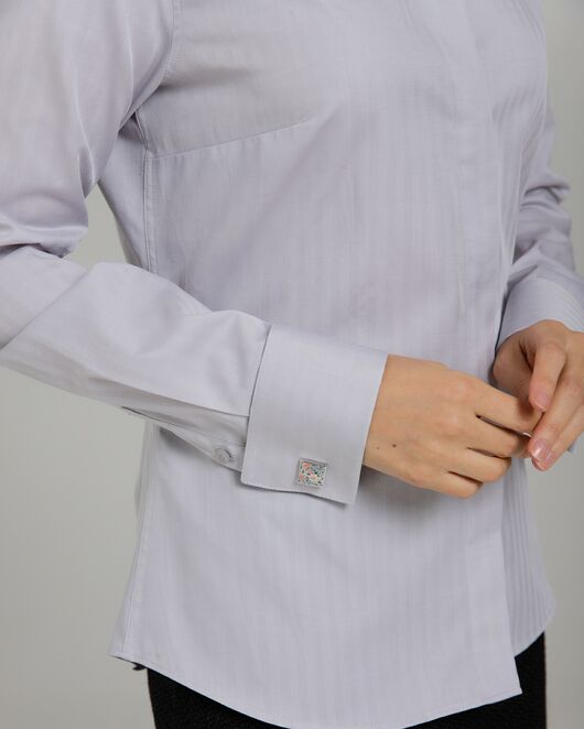 Рубашка хлопковая серая под запонки 8876 от byME 