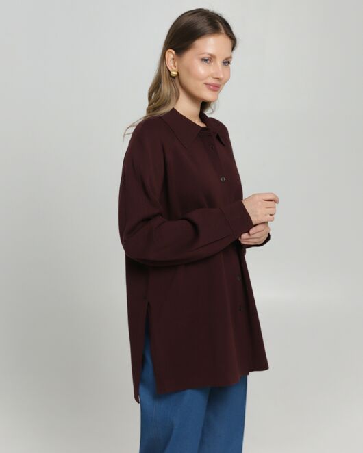 Рубашка из шерсти мериноса оверсайз бургунди от byME 