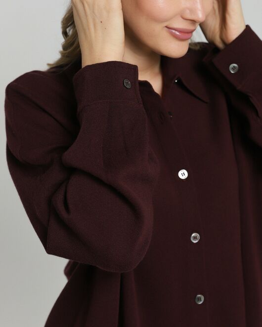 Рубашка из шерсти мериноса оверсайз бургунди от byME 
