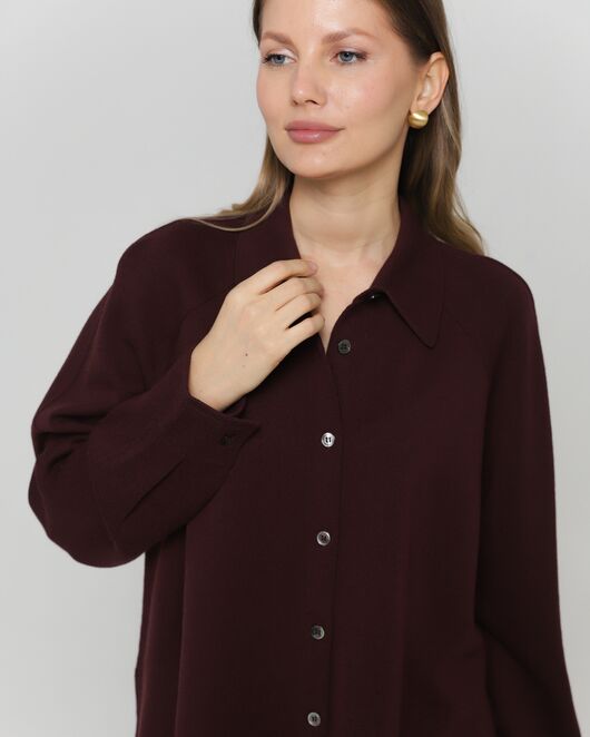 Рубашка из шерсти мериноса оверсайз бургунди от byME 