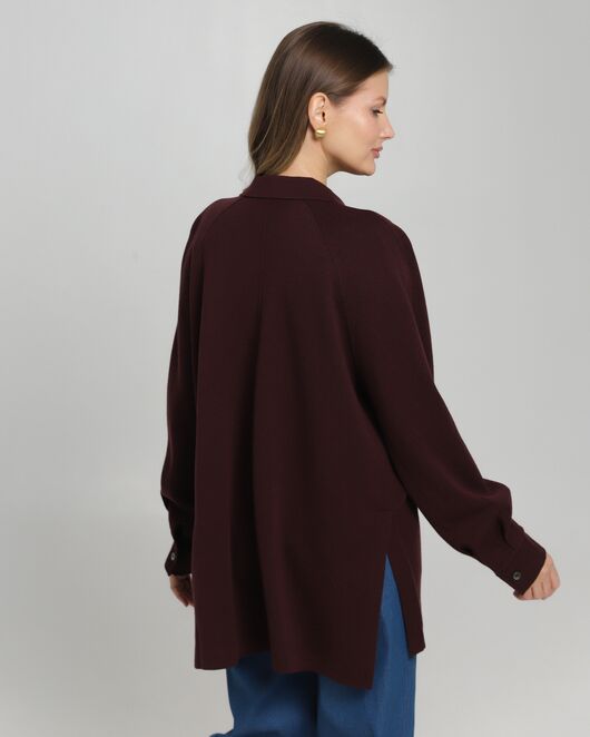 Рубашка из шерсти мериноса оверсайз бургунди от byME 